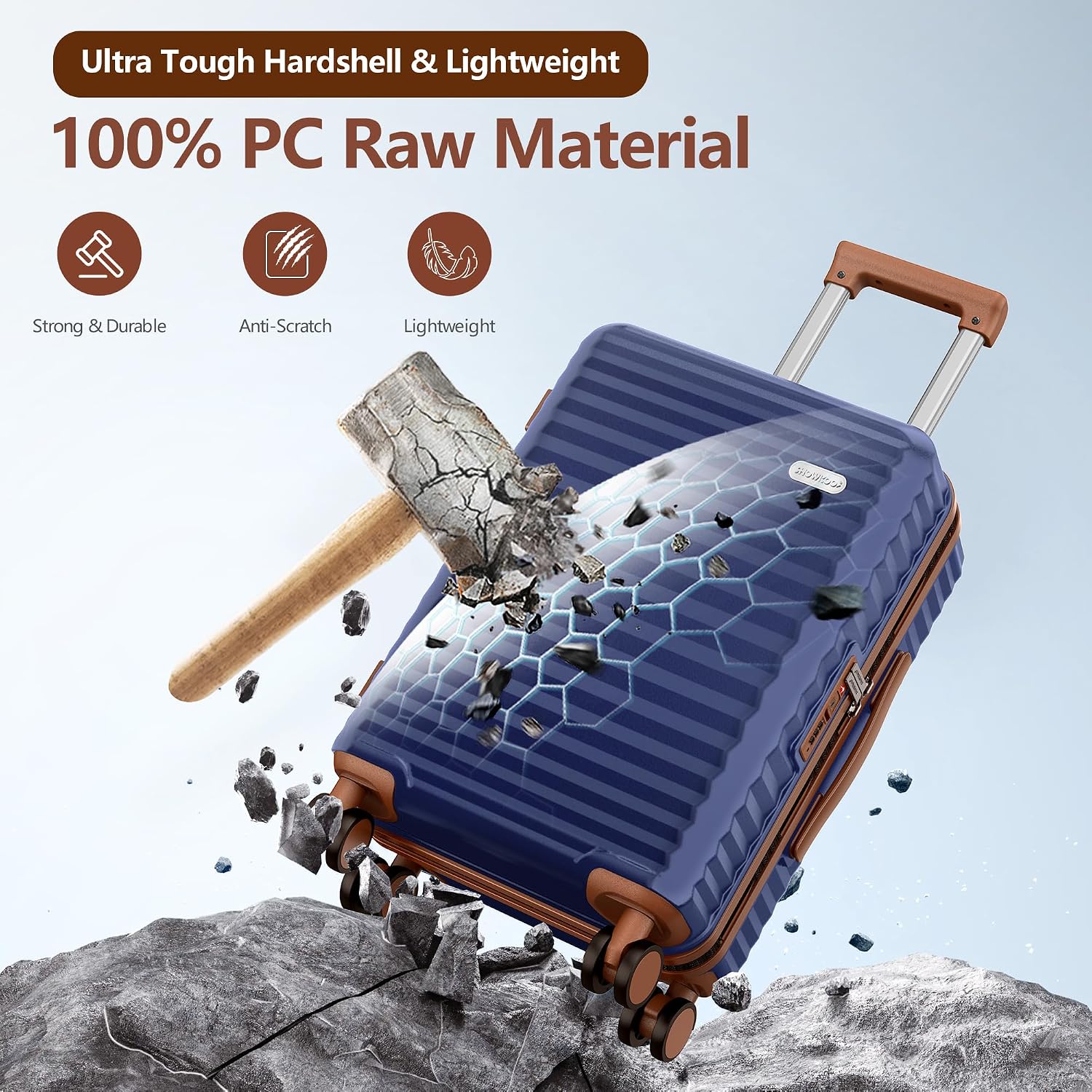 SHOWKOO Luggage Sets 3 Piece, 100